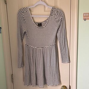 Full Tilt Black & White Striped Scoop Neck Mini Dress